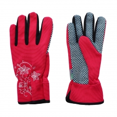 Garden glove, vinyl coated with  Pvc dots on palm,coloured polyester  Spandex stretch back,