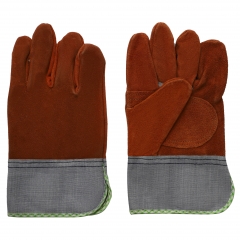 Cow split leather glove with Double palm and jeans back cuff, 11
